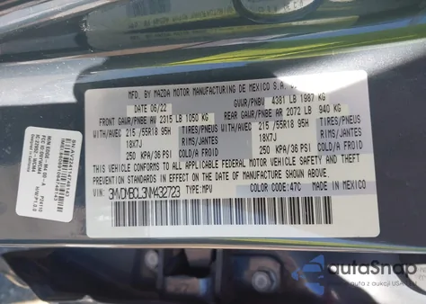 2022 Mazda Cx-30 Carbon Edition из США, поврежденный, VIN 3MVDMBCL3NM432723